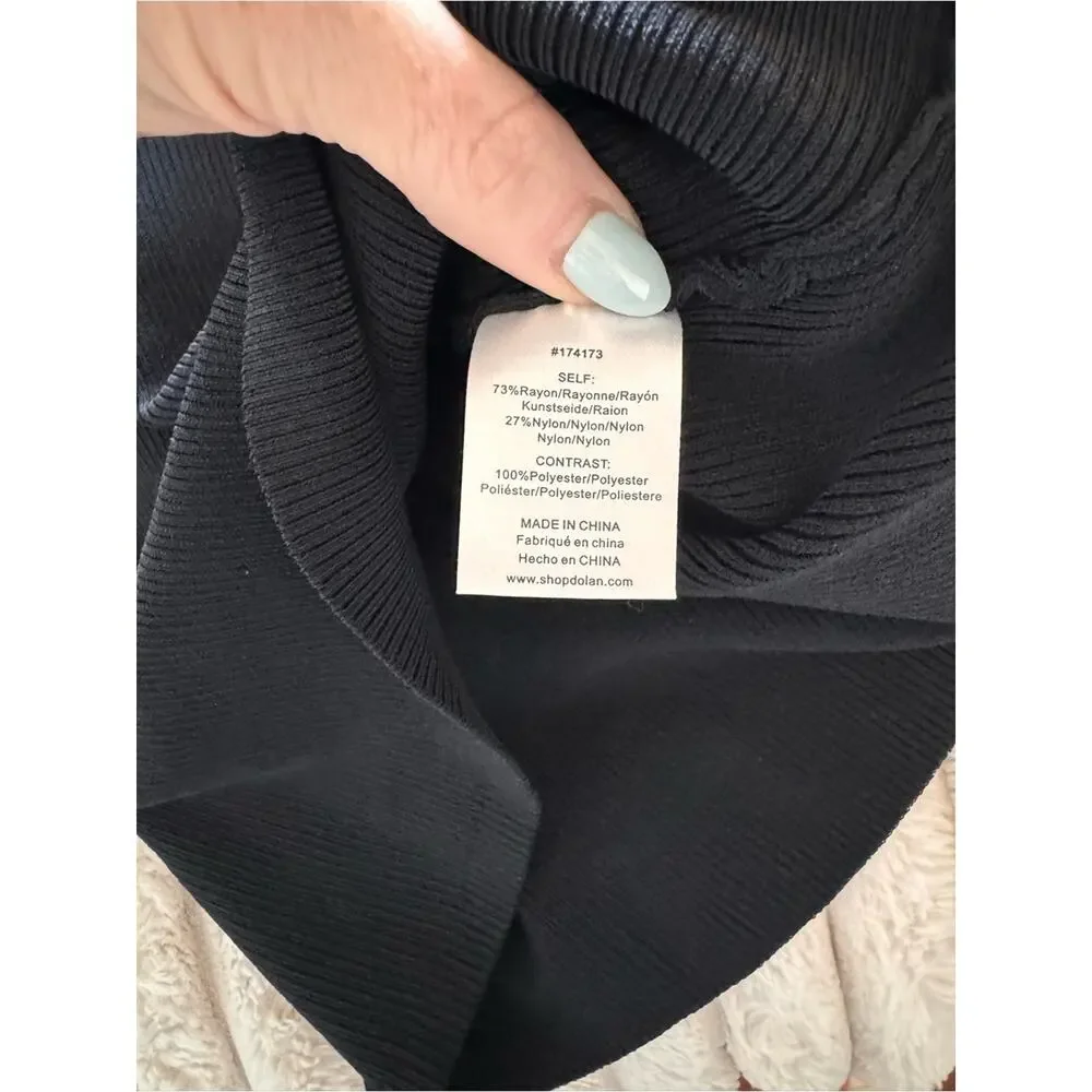 dolan Black V-Neck Puff Sleeve Knit Top with Floral Lace - Picture 6 of 6